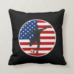 US Flag USA Women's Soccer Pillow