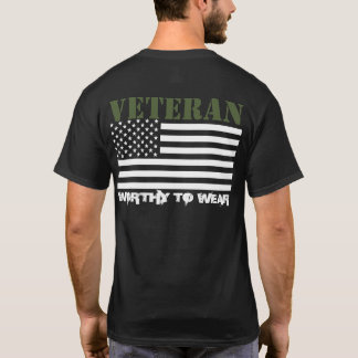 US Flag - Veteran ARMY TRIDENT GRN- Worthy To Wear T-Shirt