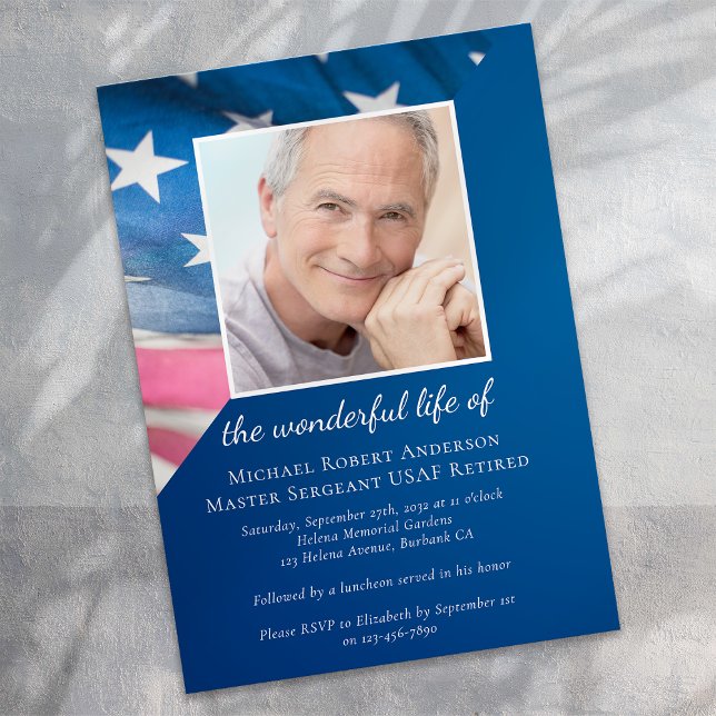 US Flag Veteran Patriotic Memorial Service Invitation (Creator Uploaded)