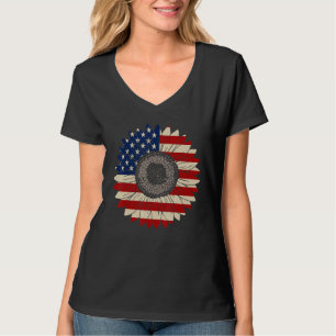 Us Flag Vintage Sunflower Leopard Patriotic 4th Of T-Shirt