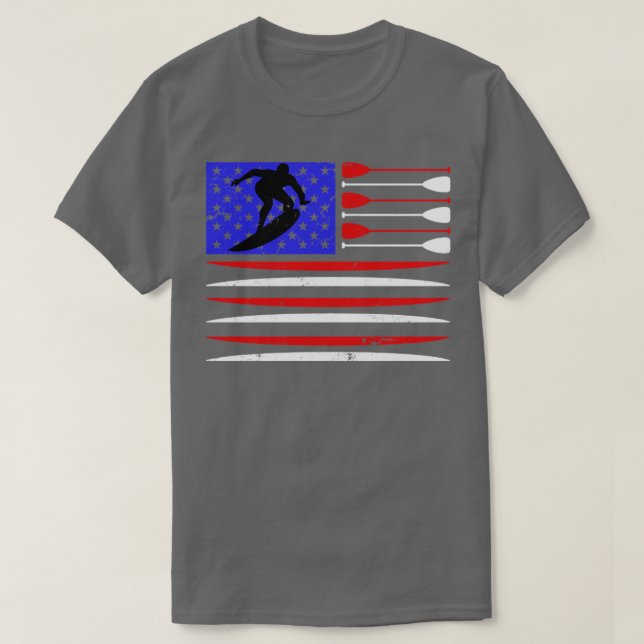 US Flag Vintage Surfing Surfboard T-Shirt (Design Front)
