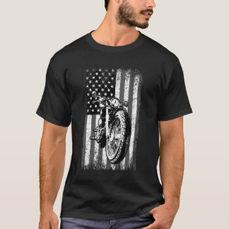 US Flag Vintage Tee Biker Riding Lover Motorcycle