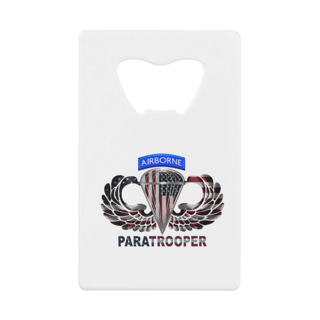 US Flag With Airborne Wings and Paratroopers (Front)