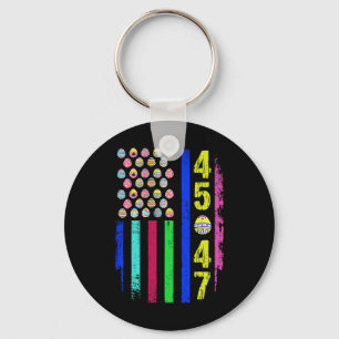 Us Flag With Eggs Funny Trump 45 47 Easter Day 1 Key Ring