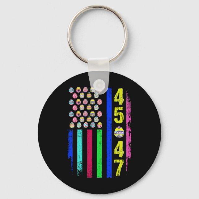 Us Flag With Eggs Funny Trump 45 47 Easter Day 1  Key Ring (Front)