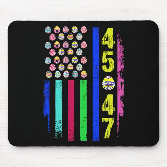 Us Flag With Eggs Funny Trump 45 47 Easter Day 1  Mouse Pad (Front)