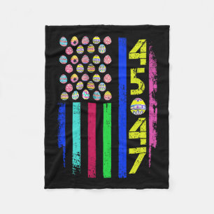 Us Flag With Eggs Funny Trump 45 47 Easter Day 2 Fleece Blanket