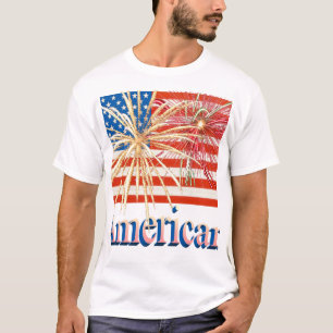 US Flag with Fireworks T-Shirt