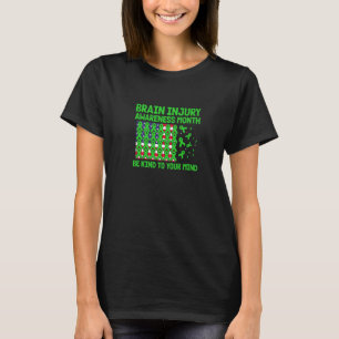 US flag with green ribbon for brain injury awarene T-Shirt