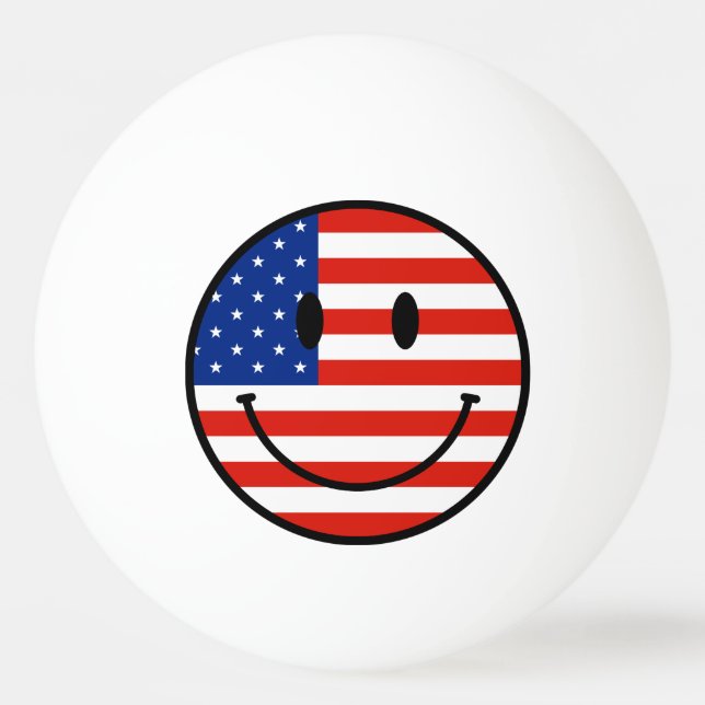 US Flag With Smiling Face Ping Pong Ball (Front)