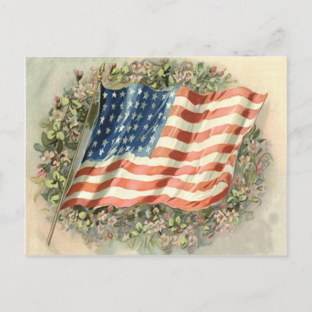 US Flag Wreath Flowers Memorial Day Postcard (Front)