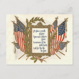 US Flag Wreath Memorial Day Postcard