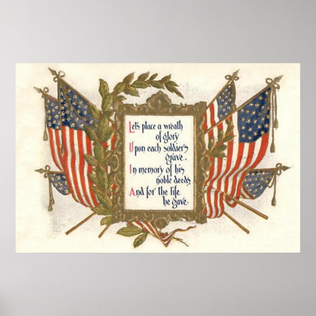 US Flag Wreath Memorial Day Poster (Front)