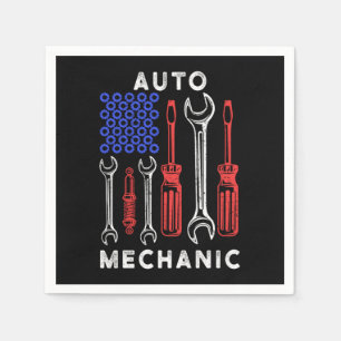 US Flag Wrench Screwdriver Workshop Mechanic Gift Napkin