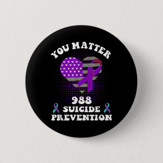 Us Flag You 988 Suicide Prevention Awareness Ribbo 6 Cm Round Badge