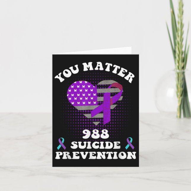 Us Flag You 988 Suicide Prevention Awareness Ribbo Card (Front)