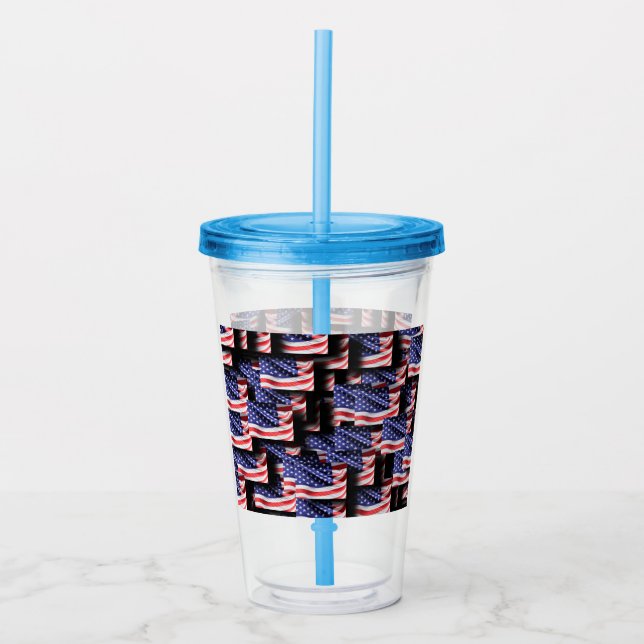 US Flags Patriotic Fun Acrylic Tumbler (Front)