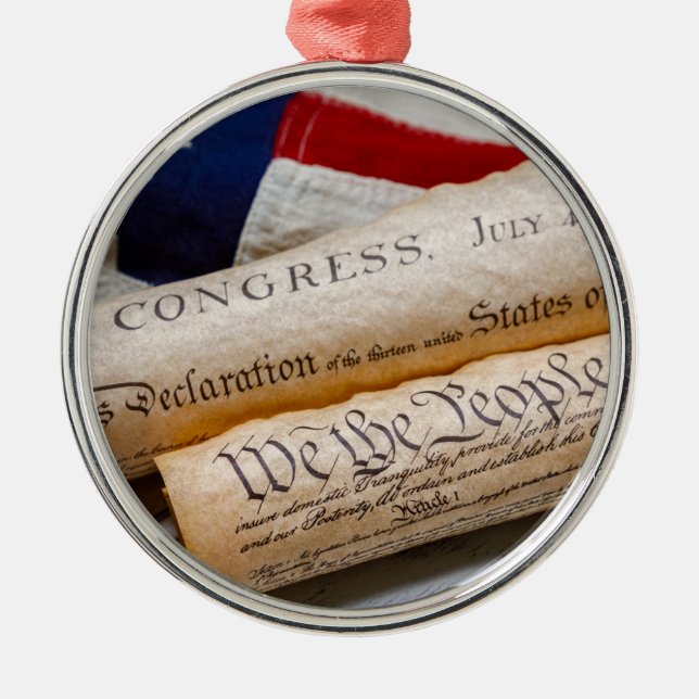 US Founding Documents Metal Tree Decoration (Front)