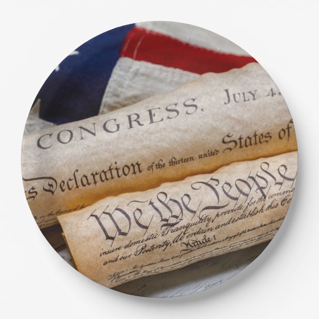 US Founding Documents Paper Plate (Front)