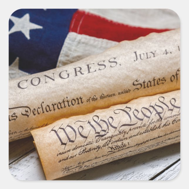 US Founding Documents Square Sticker (Front)