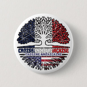 US French France America Tree Roots Flag 6 Cm Round Badge