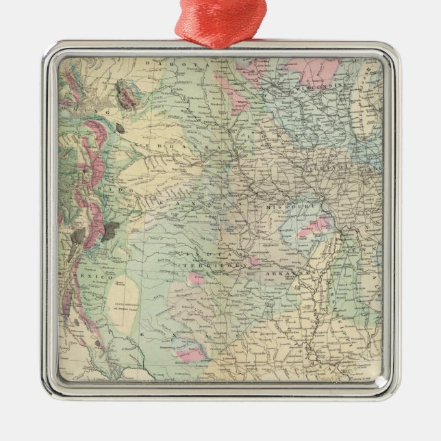 US geological map Metal Tree Decoration (Front)