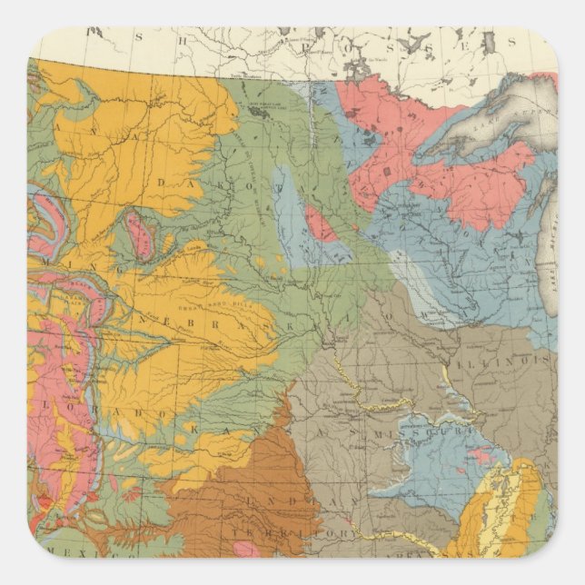 US Geological Map Square Sticker (Front)