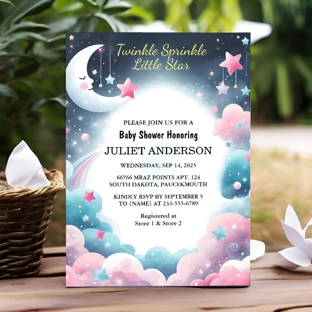 Us Glitter Twinkle Twinkle Little Star Baby Shower Invitation (Creator Uploaded)