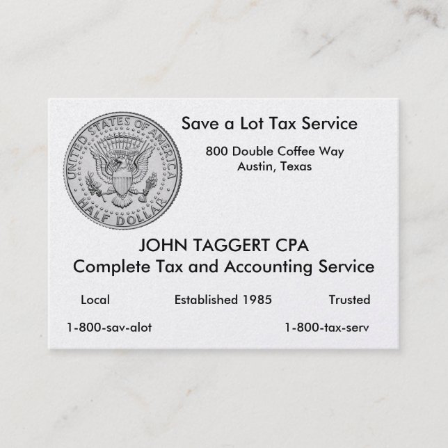 US Great Seal Half Dollar Business Card (Front)