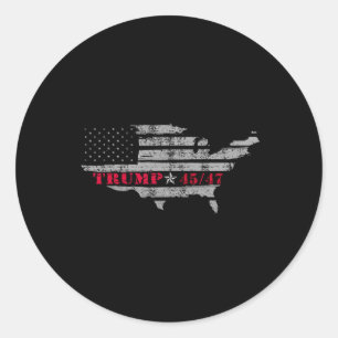 Us Grunge Flag Trump 4547 Red Wave Trump Wins  Classic Round Sticker