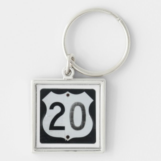 US Highway 20 Road Sign Keychain (Front)