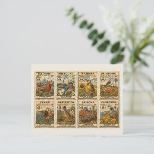 US Highway Stamps Retro Stationery Postcard