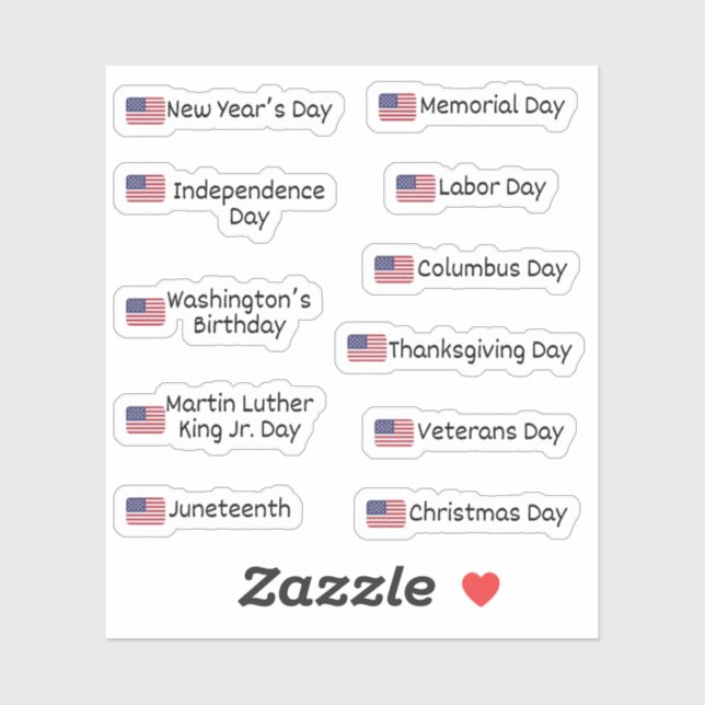 US Holidays Stickers for Calendar and Planners (Sheet)