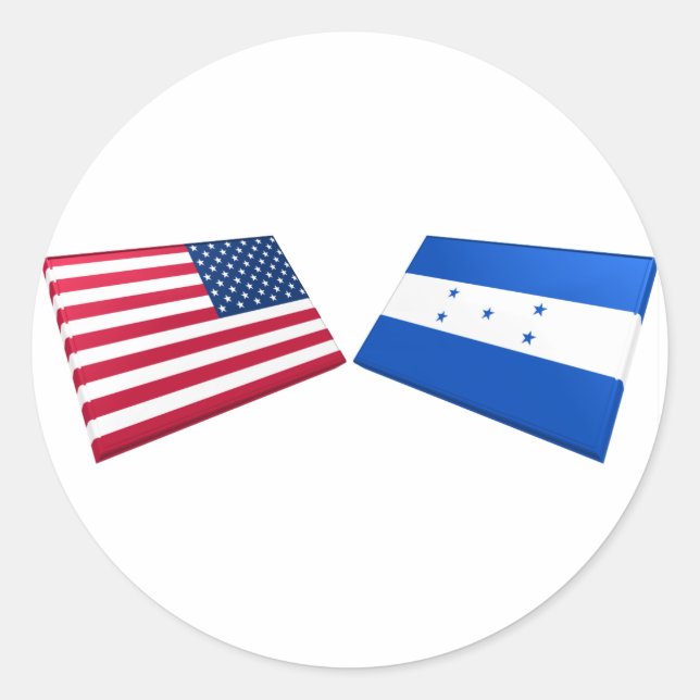 US & Honduras Flags Classic Round Sticker (Front)