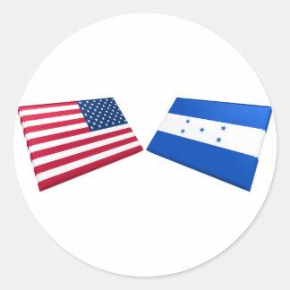 US & Honduras Flags Classic Round Sticker