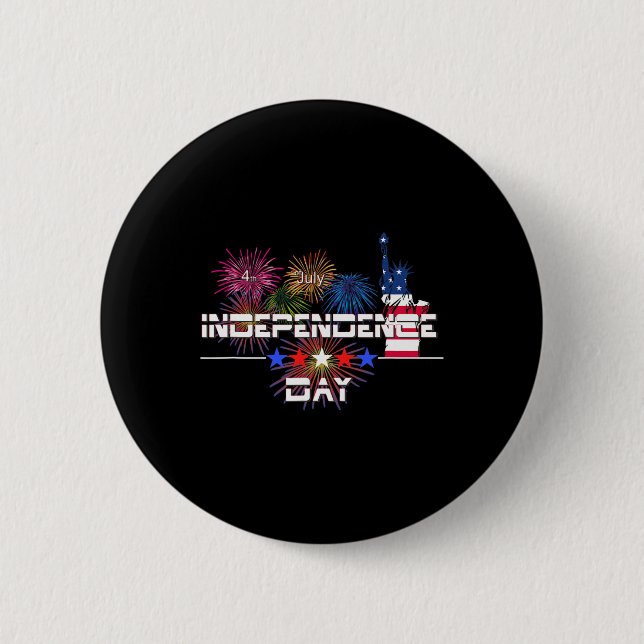 Us Independence Day 4th July Firework Statue Of Li 6 Cm Round Badge (Front)