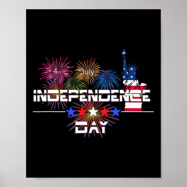Us Independence Day 4th July Firework Statue Of Li Poster (Front)