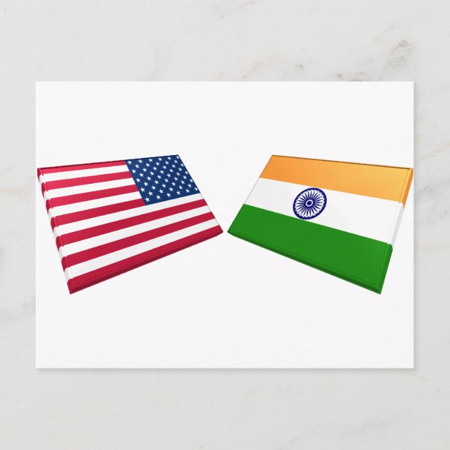 US & India Flags Postcard (Front)