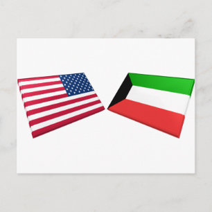 US & Kuwait Flags Postcard