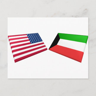US & Kuwait Flags Postcard