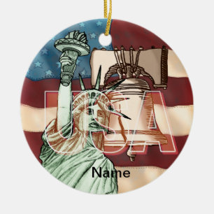 US Liberty Flag Ceramic Tree Decoration