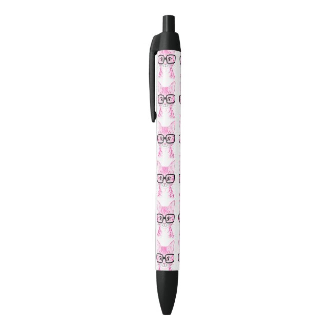 US Made Hand Drawn Nerdy Cat Art Pen (Top (Vertical))