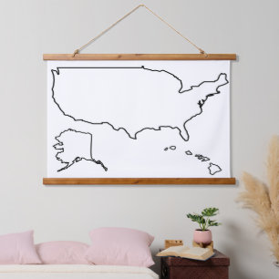 US Map Blank Outline United States Hanging Tapestry