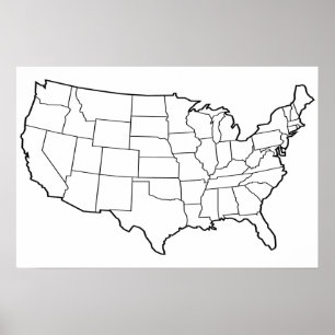 US Map Blank Outline United States Poster