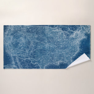 US Map Blueprint Bath Towel Set