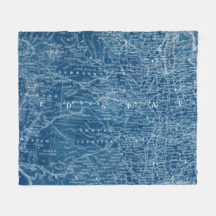 US Map Blueprint Fleece Blanket