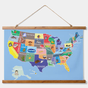 US Map for Kids Hanging Tapestry