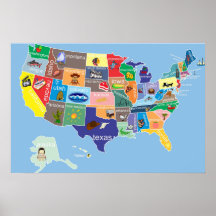 US Map for Kids Whimsical 