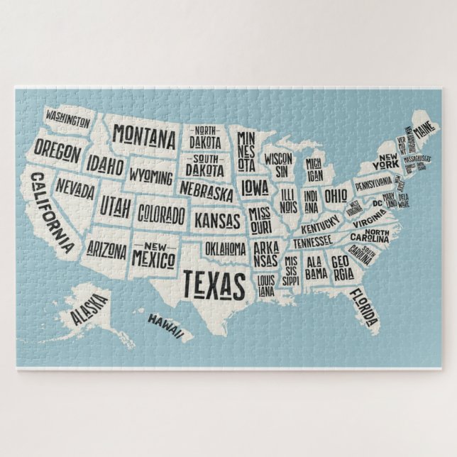 US Map with State Names Jigsaw Puzzle (Horizontal)