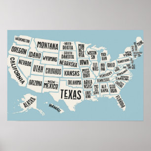 US Map With State Names United States Poster